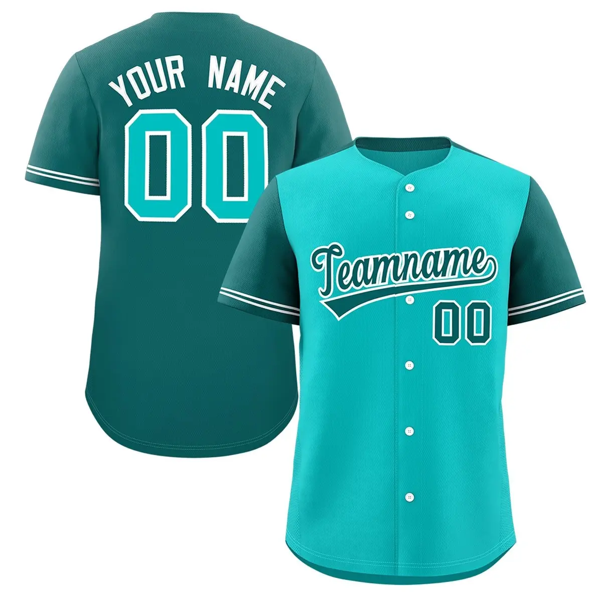 Light Green Aqua Color Block Raglan Sleeves Baseball Jersey
