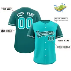 Light Green Aqua Color Block Raglan Sleeves Baseball Jersey 2