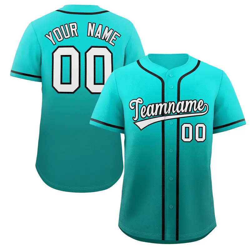 Light Green Aqua Gradient Fashion Authentic Baseball Jersey