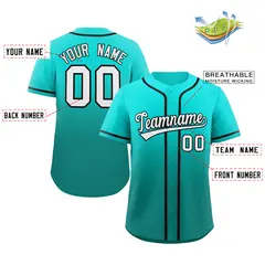 Light Green Aqua Gradient Fashion Authentic Baseball Jersey 2