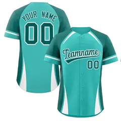 Light Green Aqua-White Color Block Authentic Baseball Jersey 1