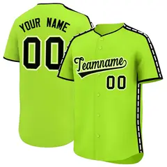 Light Green Black Color Block Dotted Side Baseball Jersey 1