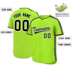 Light Green Black Color Block Dotted Side Baseball Jersey 2