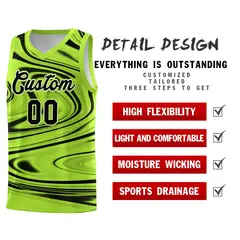 Light Green Black Graffiti Fluids Basketball Jersey Sets 2