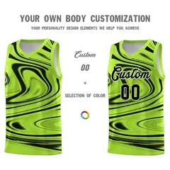 Light Green Black Graffiti Fluids Basketball Jersey Sets 3