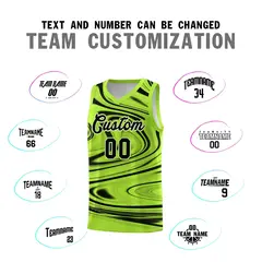 Light Green Black Graffiti Fluids Basketball Jersey Sets 4