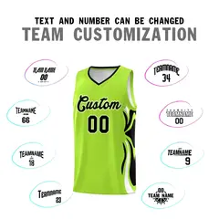Light Green Black-White Graffiti Side Curve Basketball Jersey Sets 4