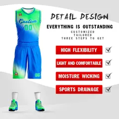 Light Green Blue Gradient Fashion Basketball Jersey 2