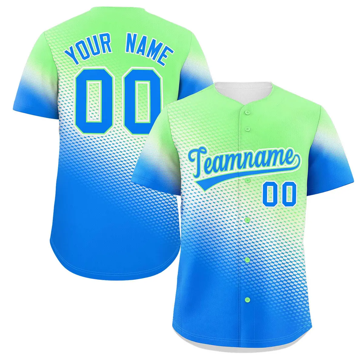 Light Green Blue Tiny Spot Gradient Baseball Jersey