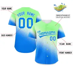 Light Green Blue Tiny Spot Gradient Baseball Jersey 2