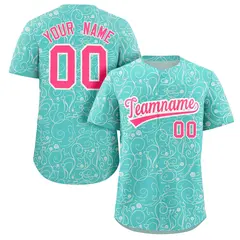 Light Green Cream Graffiti Line Art Baseball Jersey