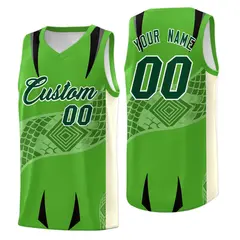 Light Green Cream Snake Scale Venomous Fang Graffiti Basketball Jersey 1