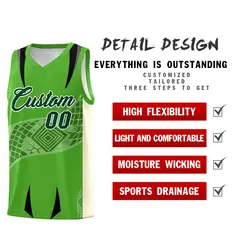 Light Green Cream Snake Scale Venomous Fang Graffiti Basketball Jersey 2