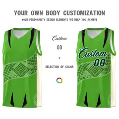 Light Green Cream Snake Scale Venomous Fang Graffiti Basketball Jersey 3