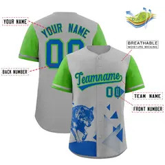 Light Green Gray Raptor Series Raglan Baseball Jersey 2