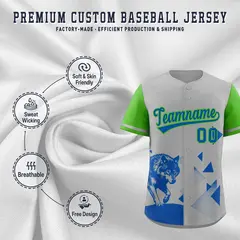 Light Green Gray Raptor Series Raglan Baseball Jersey 3