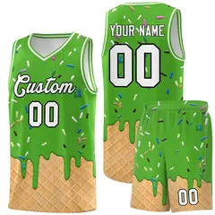 Light Green Ice Cream Element Pattern Basketball Kits
