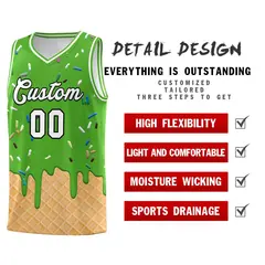 Light Green Ice Cream Element Pattern Basketball Kits 2