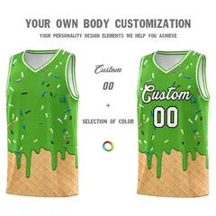 Light Green Ice Cream Element Pattern Basketball Kits 3