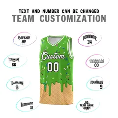 Light Green Ice Cream Element Pattern Basketball Kits 4