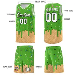 Light Green Ice Cream Element Pattern Basketball Kits 5