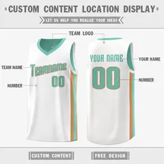 Light Green Khaki-White Double Side Basketball Jersey 3