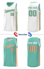 Light Green Khaki-White Double Side Basketball Jersey 4