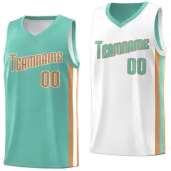 Light Green Khaki-White Double Side Basketball Jersey