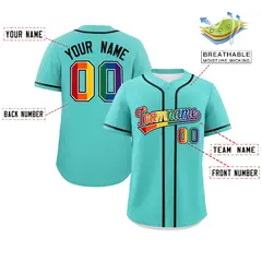 Light Green LGBT Rainbow Pride Month Baseball Jersey 2