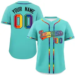 Light Green LGBT Rainbow Pride Month Baseball Jersey 1
