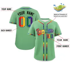 Light Green LGBT Rainbow Pride Month Baseball Jersey 2