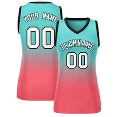 Light Green Light Red Gradient Mesh Basketball Jersey