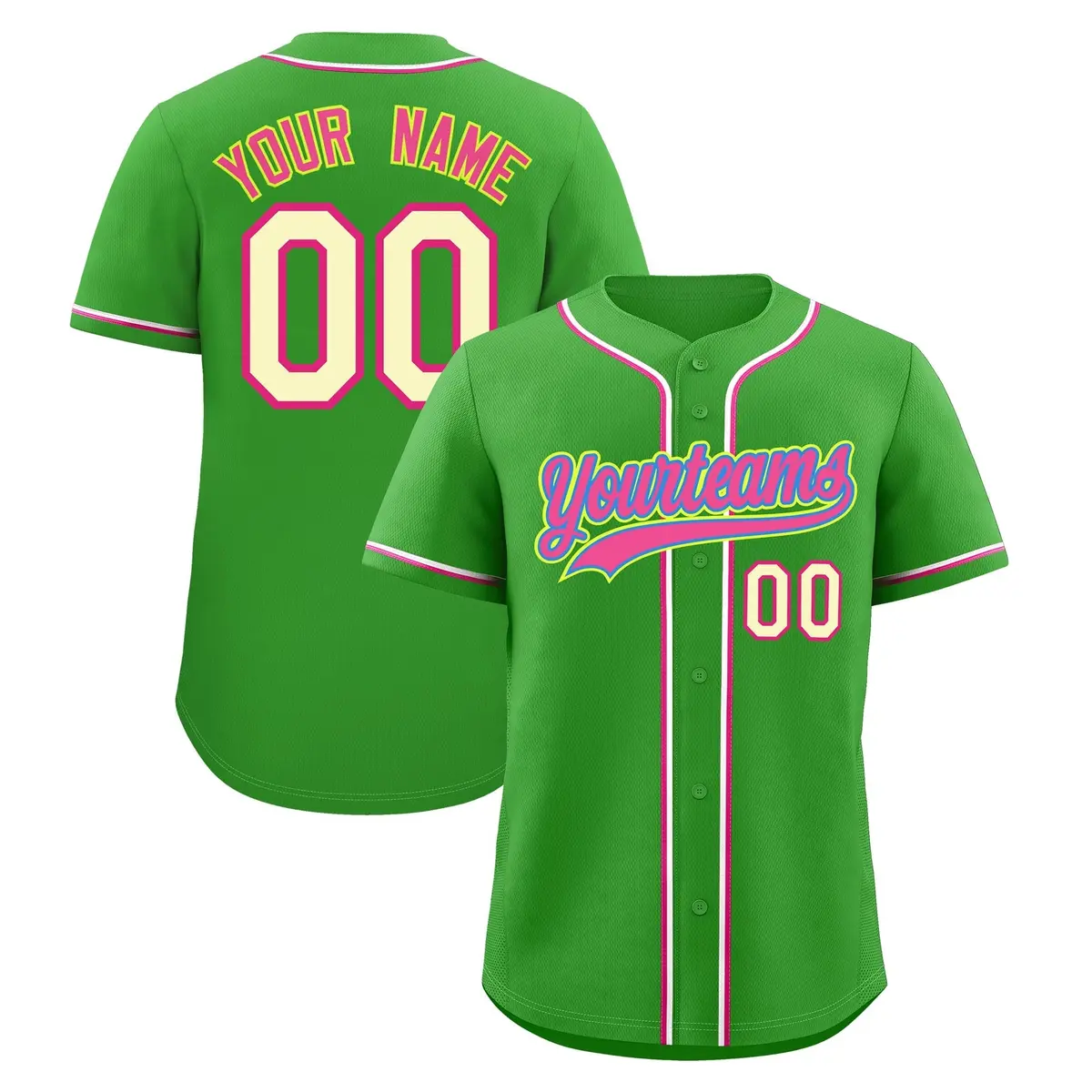 Light Green Moisture-Wicking Baseball Jersey