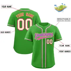 Light Green Moisture-Wicking Baseball Jersey 2