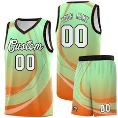 Light Green Orange Galaxy Graffiti Basketball Jersey 1