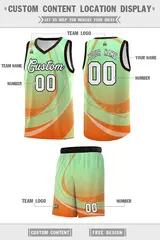 Light Green Orange Galaxy Graffiti Basketball Jersey 2