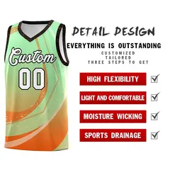 Light Green Orange Galaxy Graffiti Basketball Jersey 4