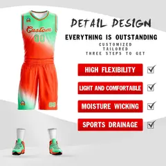 Light Green Orange Gradient Fashion Sports Basketball Jersey 2