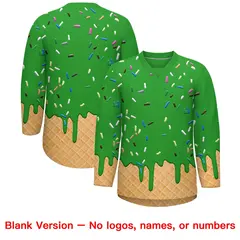 Light Green Orange Ice Cream Pattern V-Neck Hockey Jersey 7