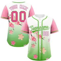 Light Green Pink Cherry Blossom Graffiti Baseball Jersey