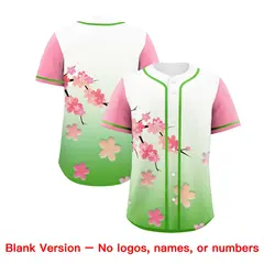 Light Green Pink Cherry Blossom Graffiti Baseball Jersey 7
