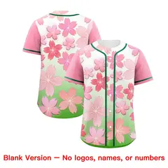 Light Green Pink Cherry Blossom Graffiti Baseball Jersey 6