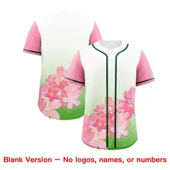 Light Green Pink Cherry Blossom Graffiti Baseball Jersey 6