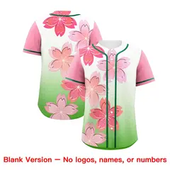 Light Green Pink Cherry Blossom Graffiti Baseball Jersey 7