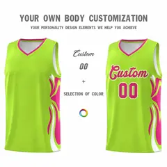Light Green Pink-White Graffiti Side Curve Basketball Jersey Sets 3