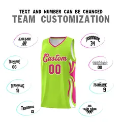 Light Green Pink-White Graffiti Side Curve Basketball Jersey Sets 4
