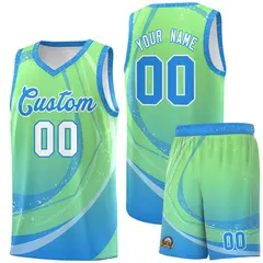 Light Green Powder Blue Galaxy Graffiti Basketball Jersey 1