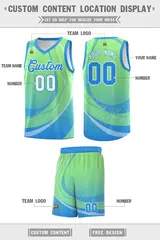 Light Green Powder Blue Galaxy Graffiti Basketball Jersey 2