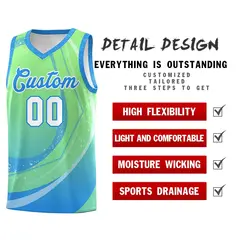 Light Green Powder Blue Galaxy Graffiti Basketball Jersey 4