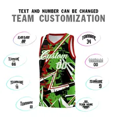 Light Green Red Abstract Graffiti Drapable Basketball Jersey 4